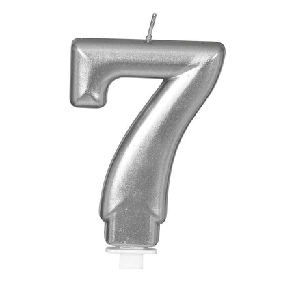 Sølvlys 7 år metallisk 8 cm