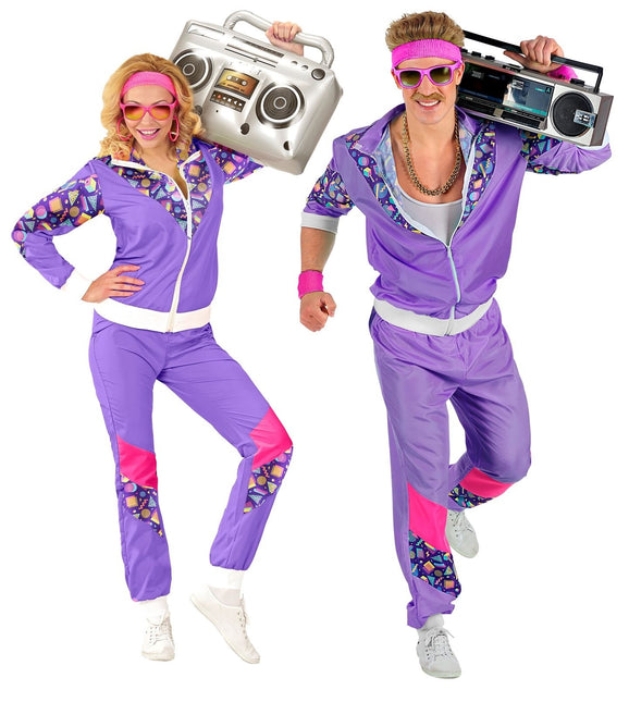 Neon 80S træningsdragt Faulty Purple