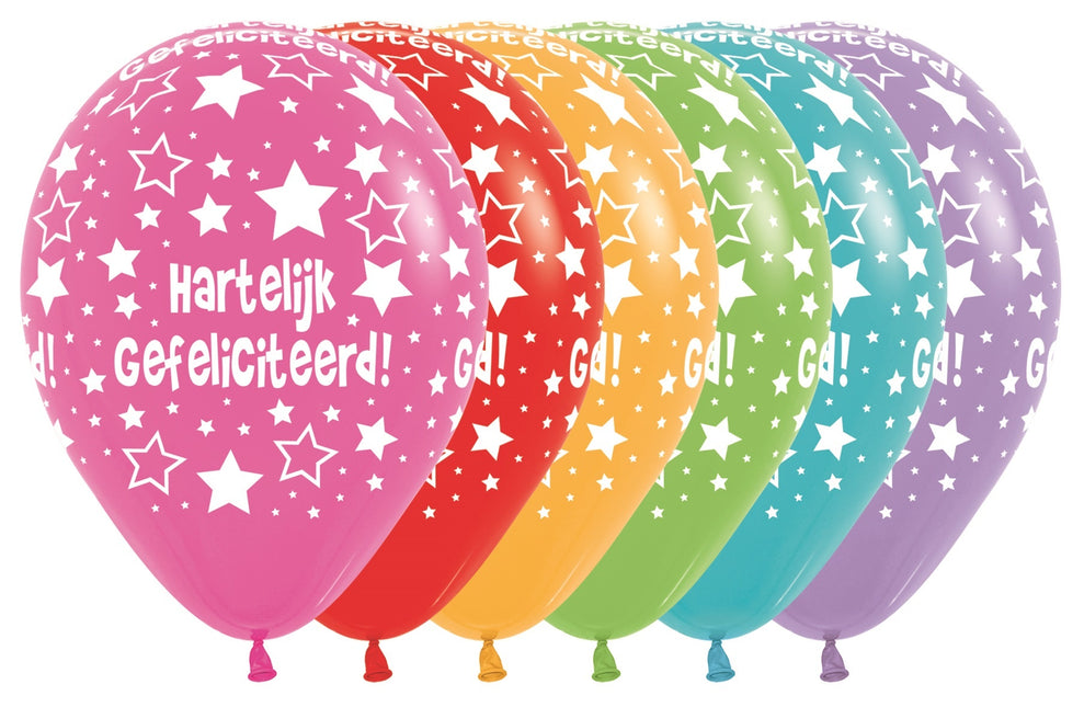 Ballonnen Hartelijk Gefeliciteerd Mix 30cm 25st