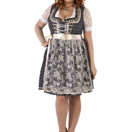 Blå Hvid Creme Dirndl Kjole Oktoberfest Damer 2 Dele