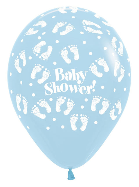 Balloner Baby Shower Footprints Pastel Matte Mix 30cm 25stk