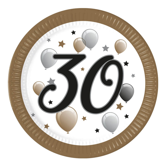 30 års skilte papir 23cm 8stk