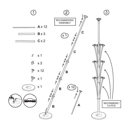 Hvid ballonstander 1,6 m