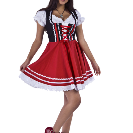 Oktoberfest Dirndl Kjole Oktoberfest Rød Hvid Damer 2 Dele