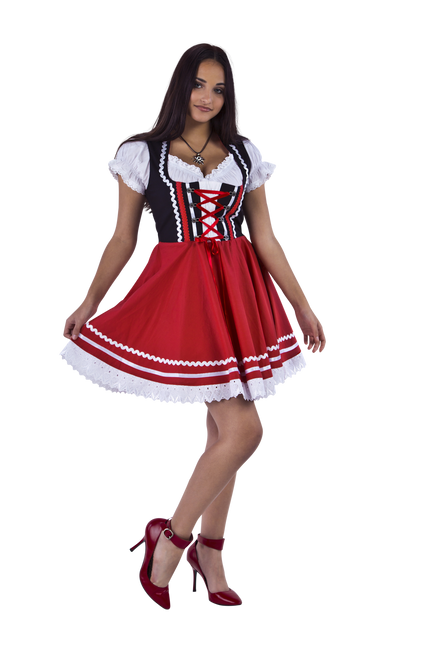 Oktoberfest Dirndl Kjole Oktoberfest Rød Hvid Damer 2 Dele