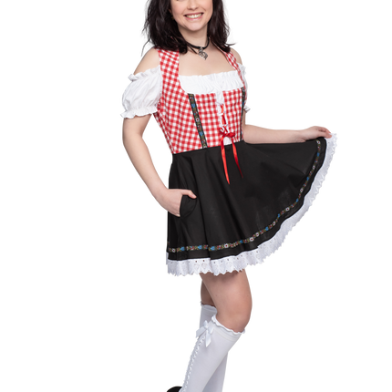 Oktoberfest Dirndl Kjole Oktoberfest Rød Hvid Sort Damer