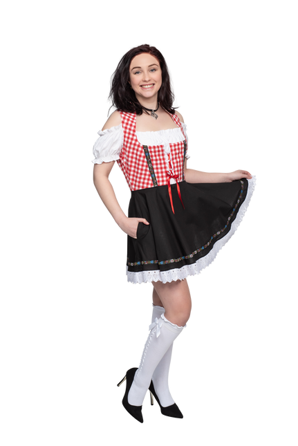 Oktoberfest Dirndl Kjole Oktoberfest Rød Hvid Sort Damer