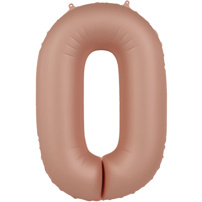 0 Jaar Cijfer Ballon Rose Goud Mat 86cm