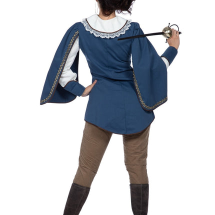 Musketer-kostume brun blå til damer