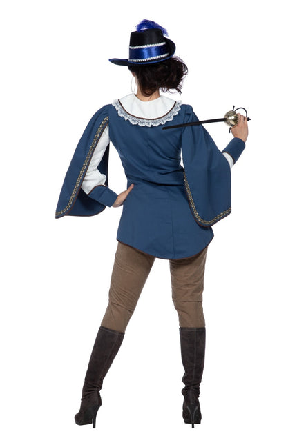 Musketer-kostume brun blå til damer