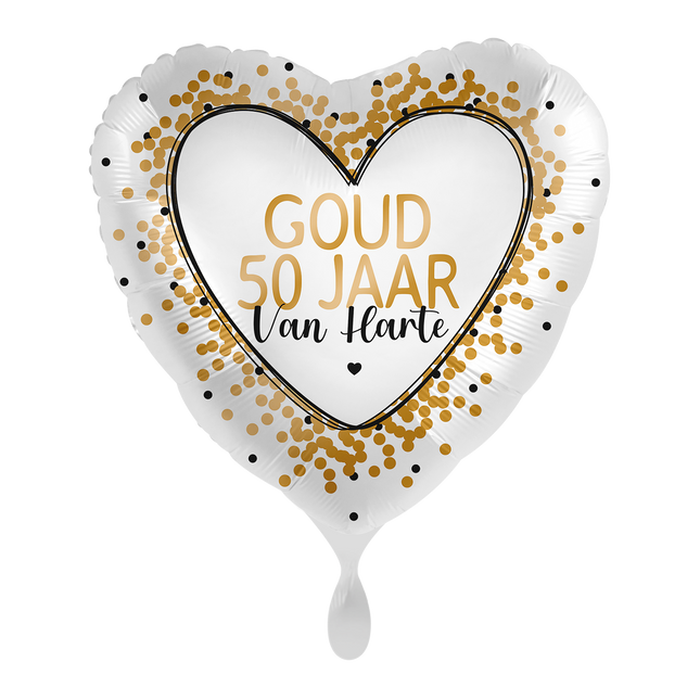 Helium Balloon Gold - 50 år - Tillykke med fødselsdagen!