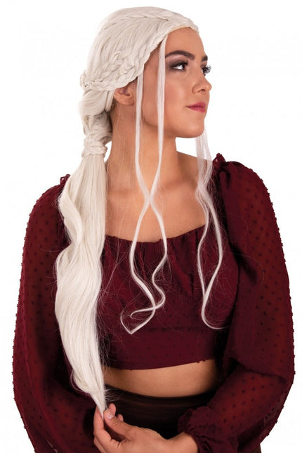 Dainerys Stormborn Lang paryk med fletninger Blond