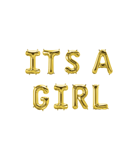 Guldballoner sæt Its A Girl 1,9 m
