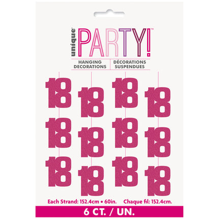 18 års hængende dekoration pink 1,52 m