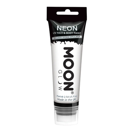 Moon Glow Neon UV ansigtsmaling med svampapplikator hvid 75 ml