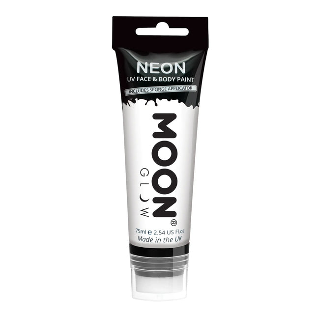 Moon Glow Neon UV ansigtsmaling med svampapplikator hvid 75 ml