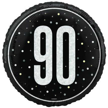 90 Years Helium Balloon Black Empty 45cm