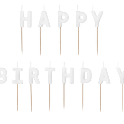 Hvide Happy Birthday-lys 13 stk
