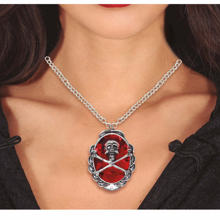 Halloween-halskæde i sølv Dødens hoved