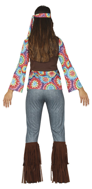 Hippie 60S-kostume Farvede damer med brun vest