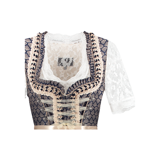 Blå Hvid Creme Dirndl Kjole Oktoberfest Damer 2 Dele