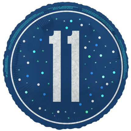 11 års heliumballon blå tom 45 cm