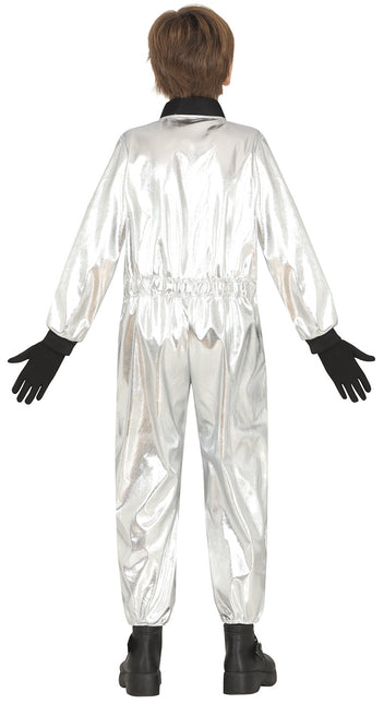 Astronautdragt, sølvfarvet dreng