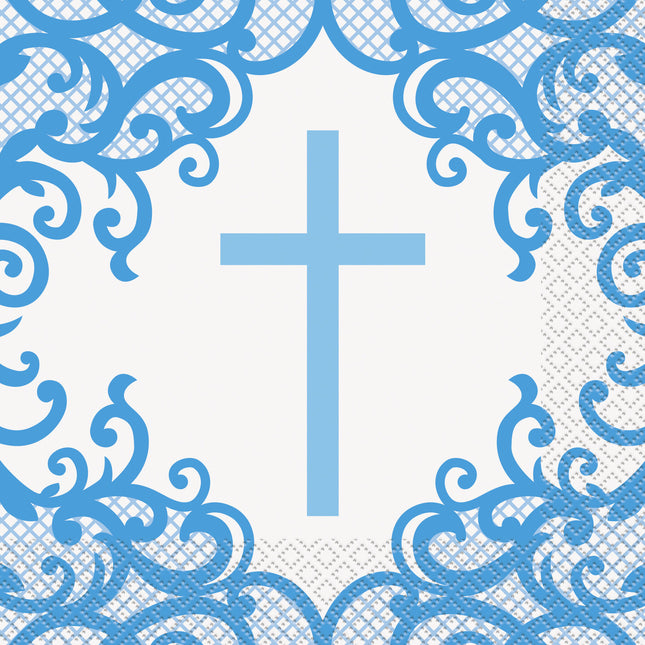 Servietter til konfirmation Blå 16 stk