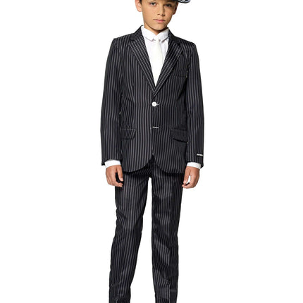 Gangster nålestribet sort jakkesæt dreng <tc>Suitmeister</tc>