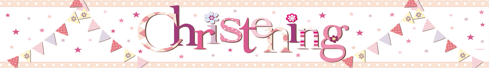 Banner til dåbsfest lyserød 2,74 m