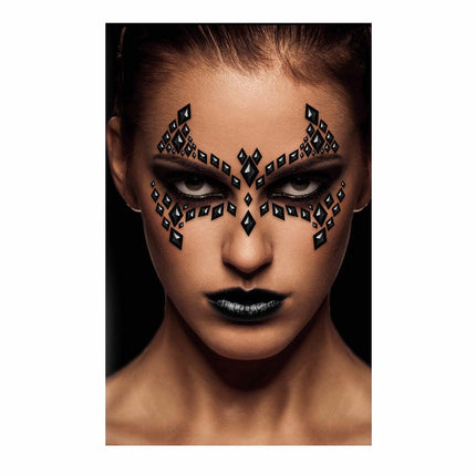 Sort ansigtsklistermærke flagermus 30x14 cm