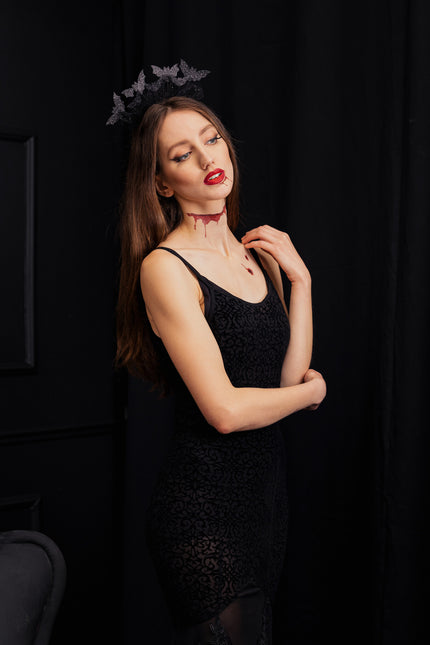 Halloween-hårbånd med flagermus 22 cm