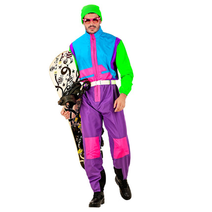 Neon 80'er ski-dragt snowboarder