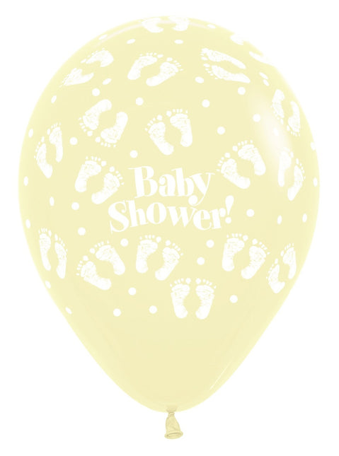 Balloner Baby Shower Footprints Pastel Matte Mix 30cm 25stk