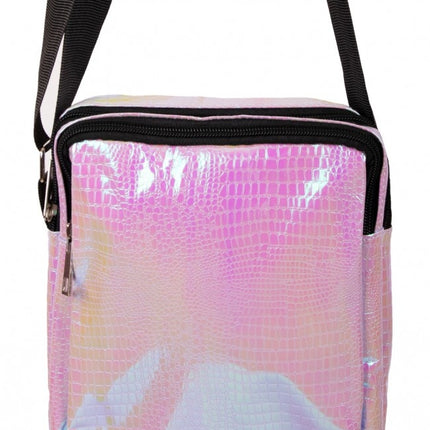 Håndtaske med slangeprint i læder, lilla