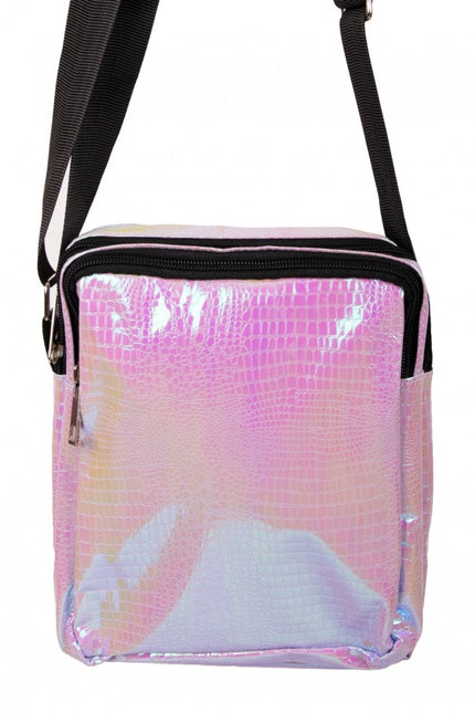 Håndtaske med slangeprint i læder, lilla