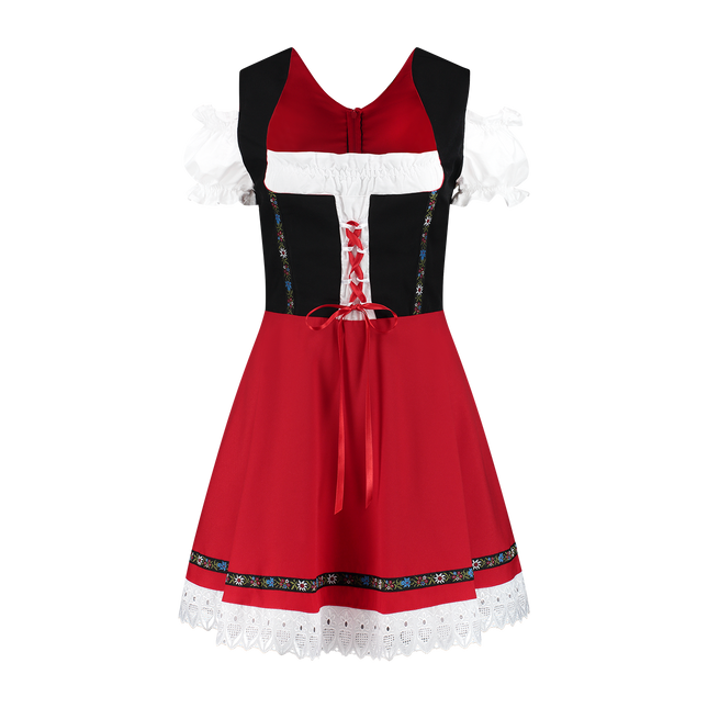 Oktoberfest Dirndl Kjole Oktoberfest Sort Rød Damer