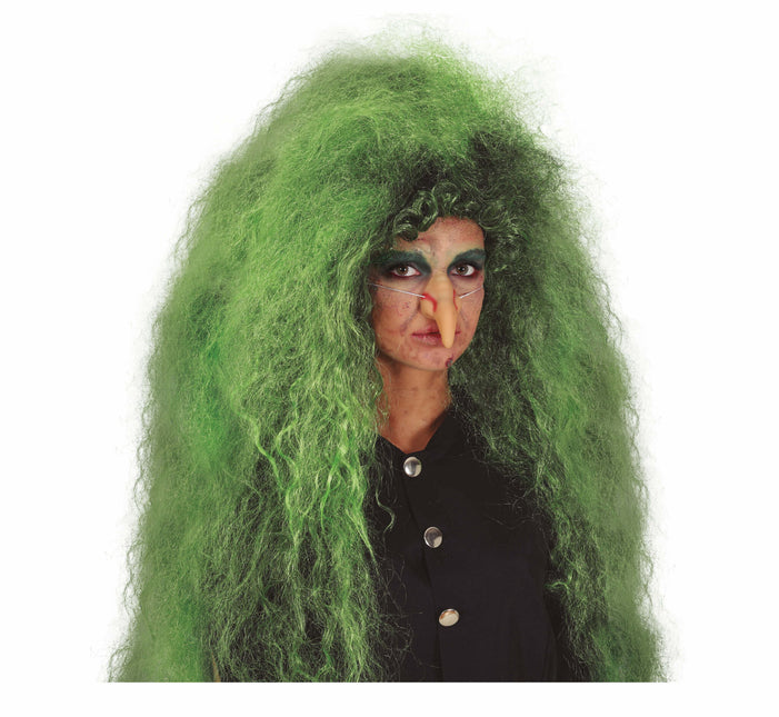 Sort grøn paryk langt hår