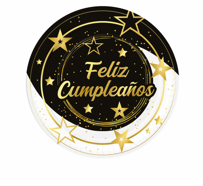 Feliz Cumpleanos-tallerkener 23 cm 6 stk