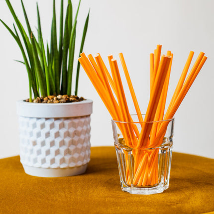 Orange sugerør af pap 20 stk