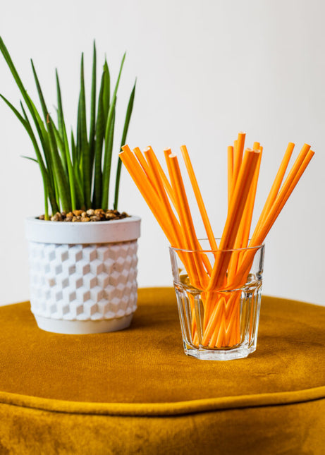 Orange sugerør af pap 20 stk