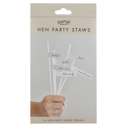 Polterabend-sugerør hvid 16 stk