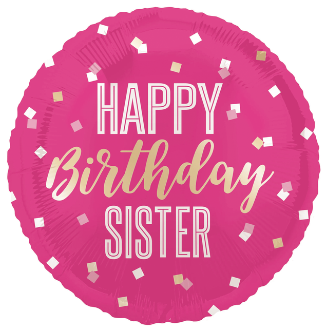 Happy Birthday Helium Balloon Pink Sister Empty 45cm