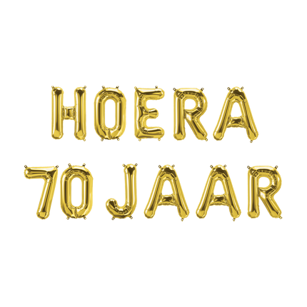 Guldballoner sæt 70 år Hurra 1,9 m