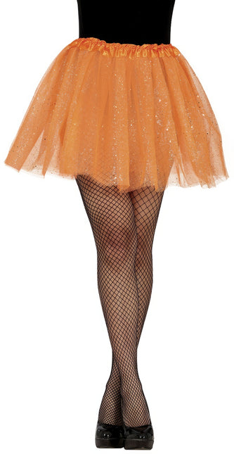 Orange tutu til damer med glitter 40 cm