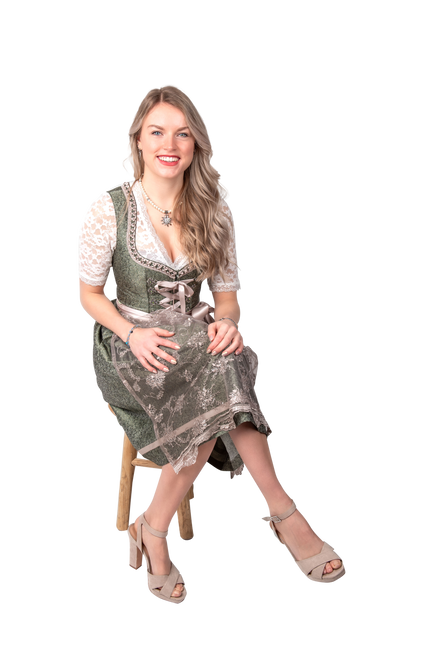 Pink White Creme Dirndl Dress Oktoberfest Ladies Jaquard Grey