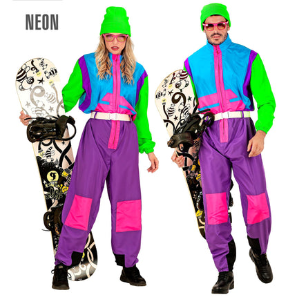 Neon 80'er ski-dragt snowboarder