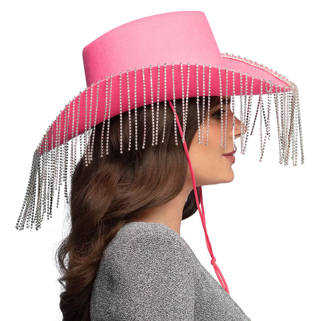 Cowgirl-hat med pink glitter