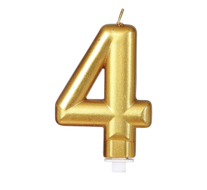 Guldlys 4 år metallisk 8 cm