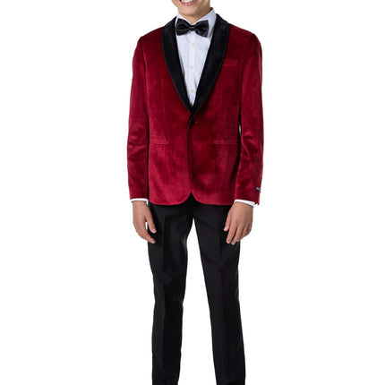 Bordeaux rød fløjlsblazer dreng teenager <tc>OppoSuits</tc>